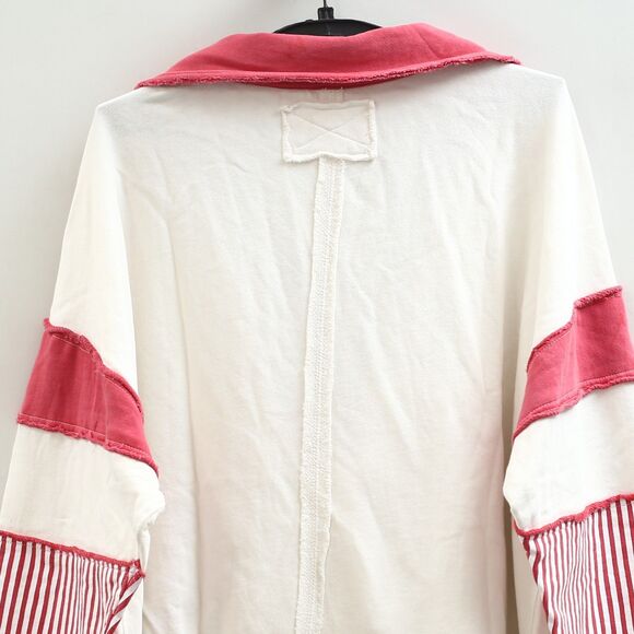 Free People We The Free Clean Prep Polo Pullover Top Oversized Striped S 281054 - Picture 9 of 9